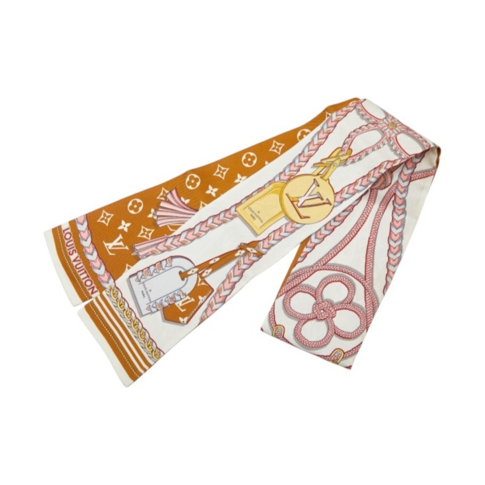 Louis Vuitton Monogram Bandeau Mix and Strap Wide Scarf Narrow White Brown Wo...